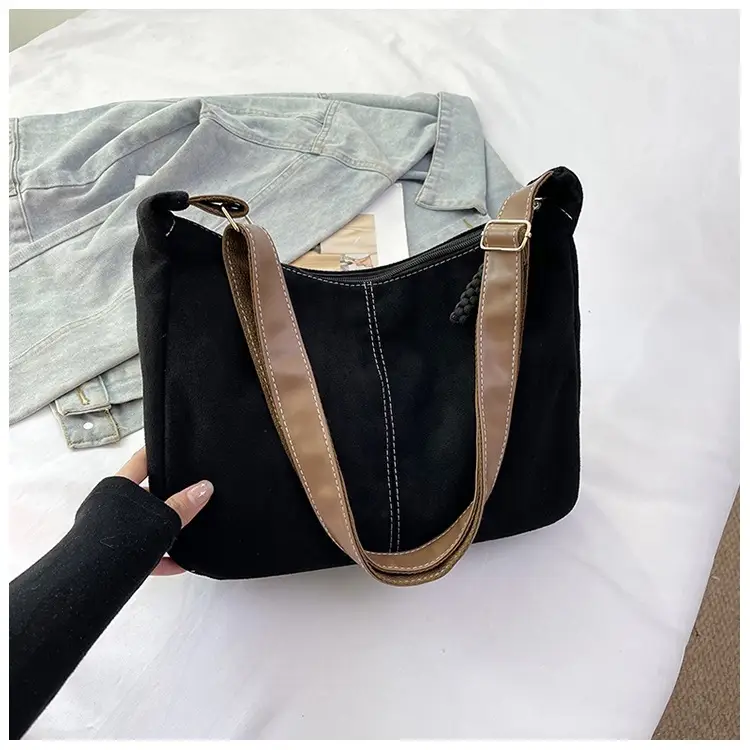 Suede Tote Bag Beige Large Capacity Shoulder Commute — feature 9