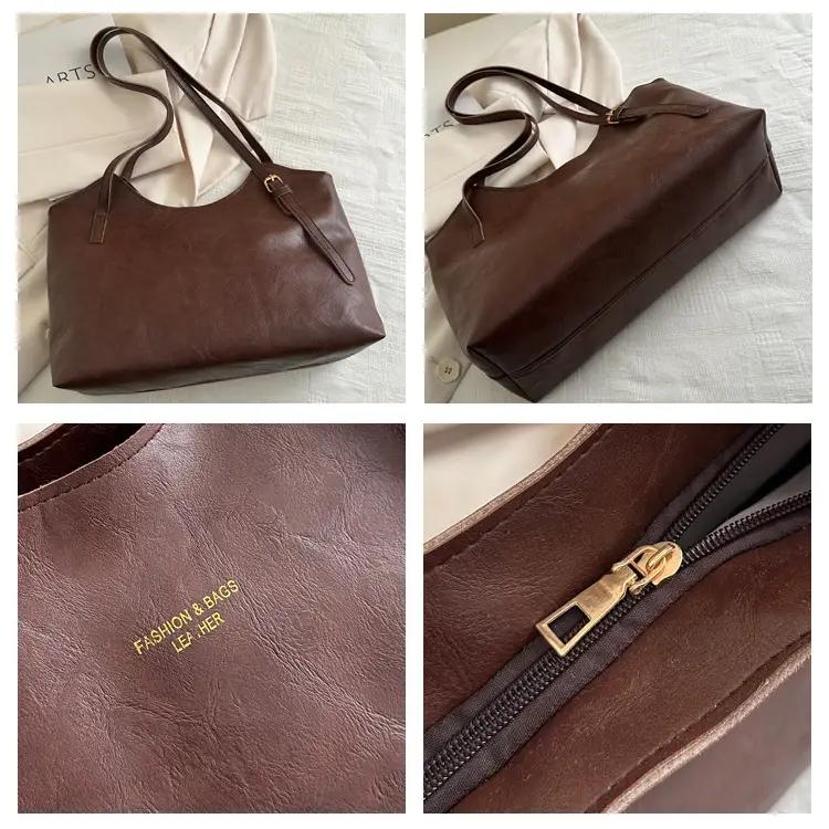 Women's Retro Tote Bag Large Capacity Brown — feature 21