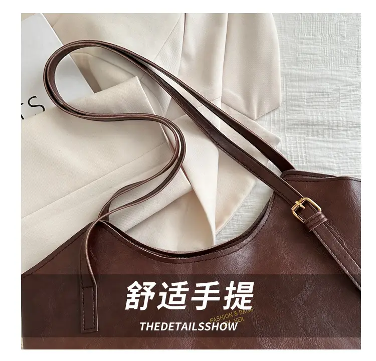Women's Retro Tote Bag Large Capacity Brown — feature 5