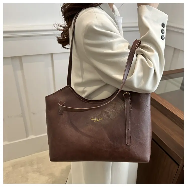 Women's Retro Tote Bag Large Capacity Brown — feature 9
