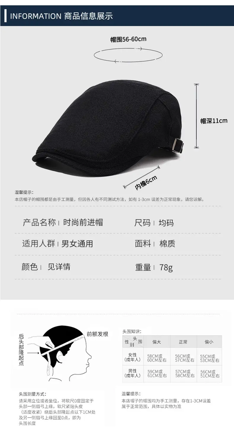 Men's Black Net Cap Summer Sun Hat — feature 6