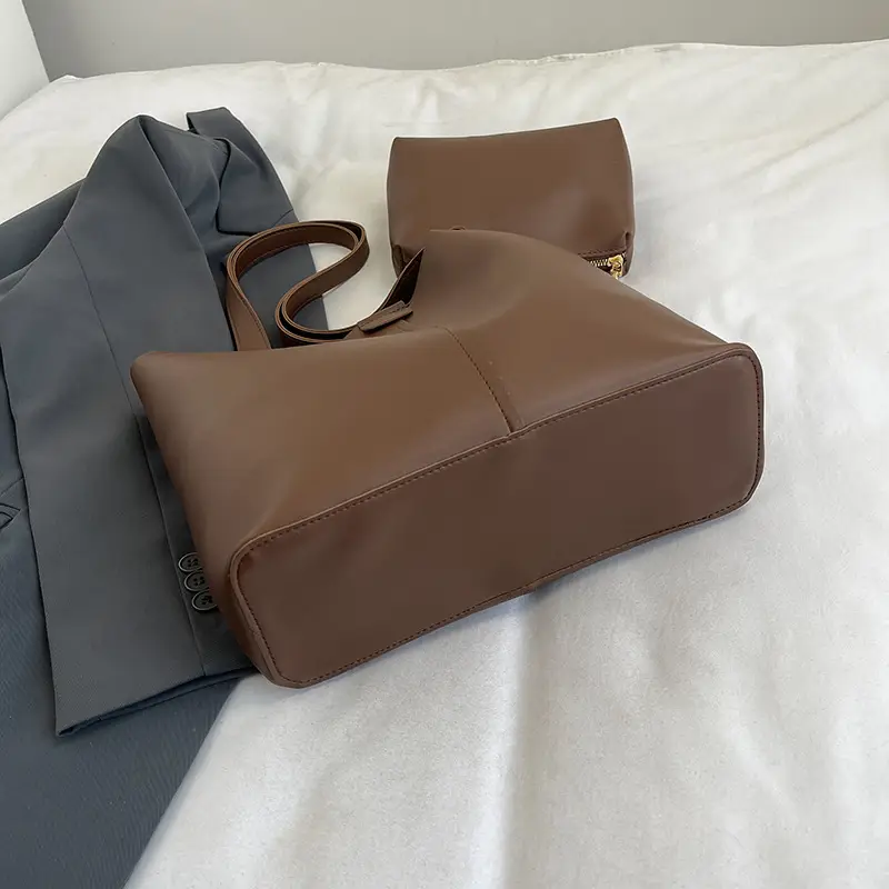 Vintage Brown Leather Tote Bag for Women Large Capacity - Image 6