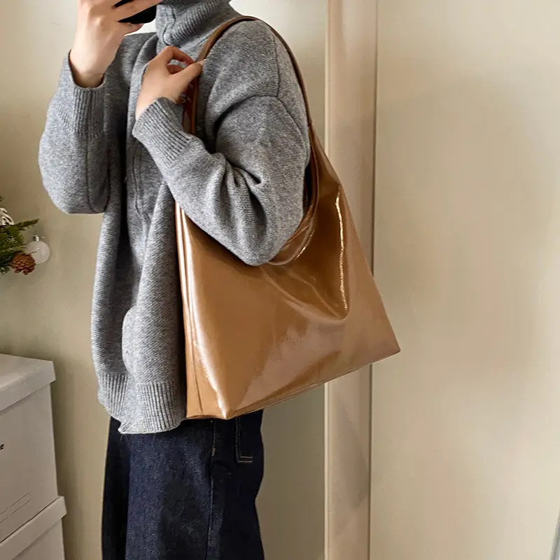 Red Soft Leather Large Tote Bag for Women - Image 7