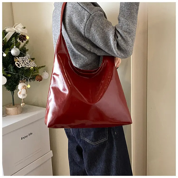 Red Soft Leather Large Tote Bag for Women — feature 13