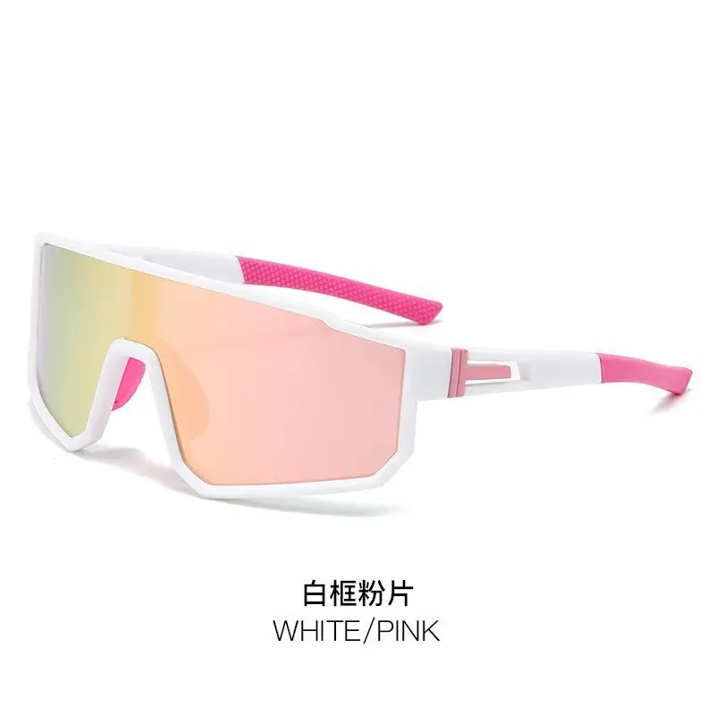 Men Windproof Running Sports Sunglasses Red Orange Lens