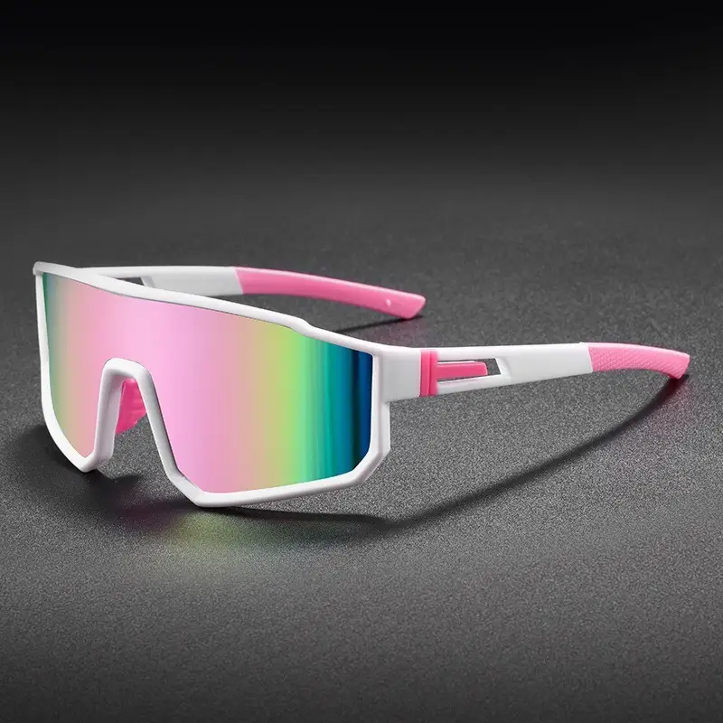 Men Windproof Running Sports Sunglasses Red Orange Lens