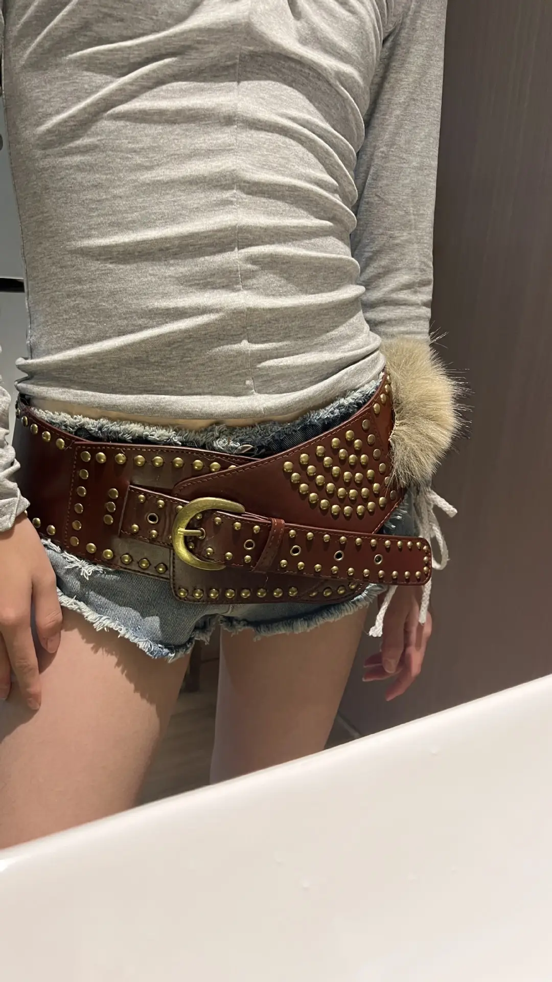 Punk Rivet Belt with Pom Pom for Women — feature 6