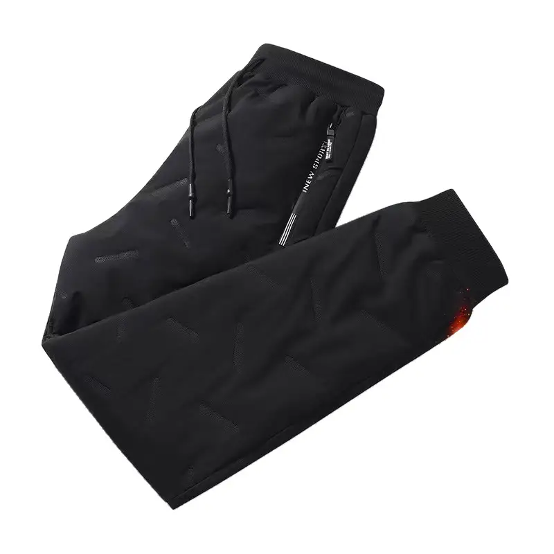Cross-border plus size Winter Windproof Waterproof fleece-lined Cotton Pants Lambskin Thickened Men's Outer Wear Sports Casual Pants for Men