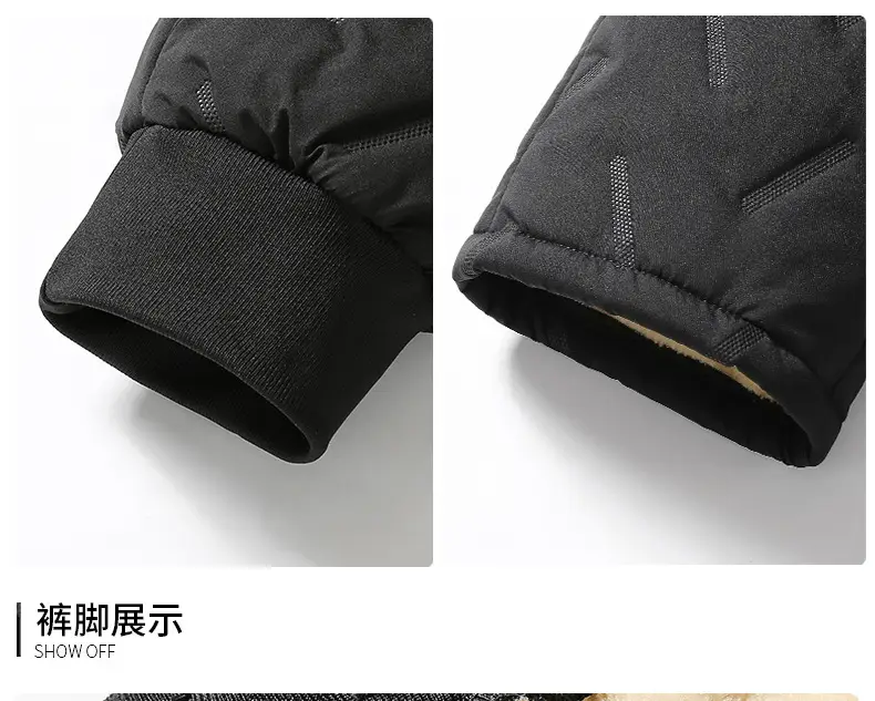 Cross-border plus size Winter Windproof Waterproof fleece-lined Cotton Pants Lambskin Thickened Men's Outer Wear Sports Casual Pants for Men — feature 21