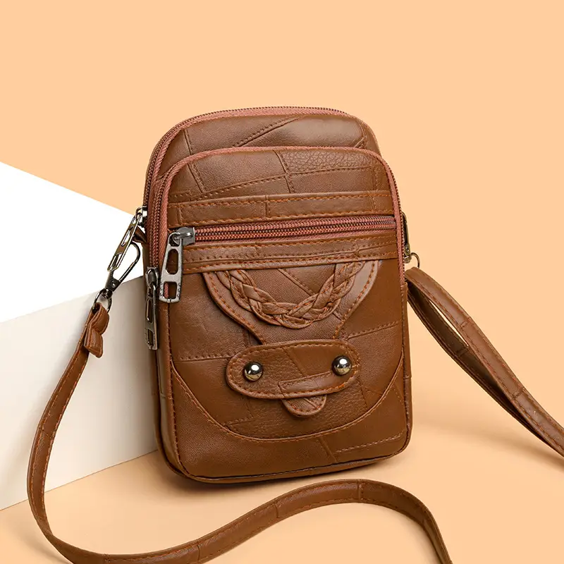 Pink Textured Crossbody Phone Bag for Women
