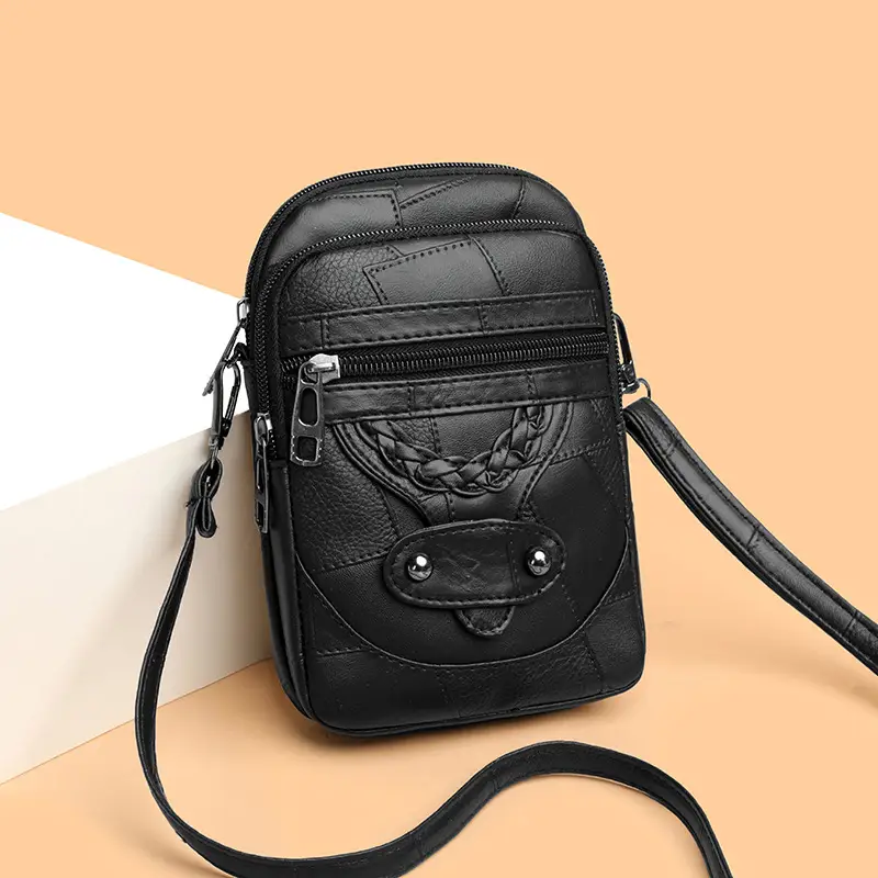 Pink Textured Crossbody Phone Bag for Women