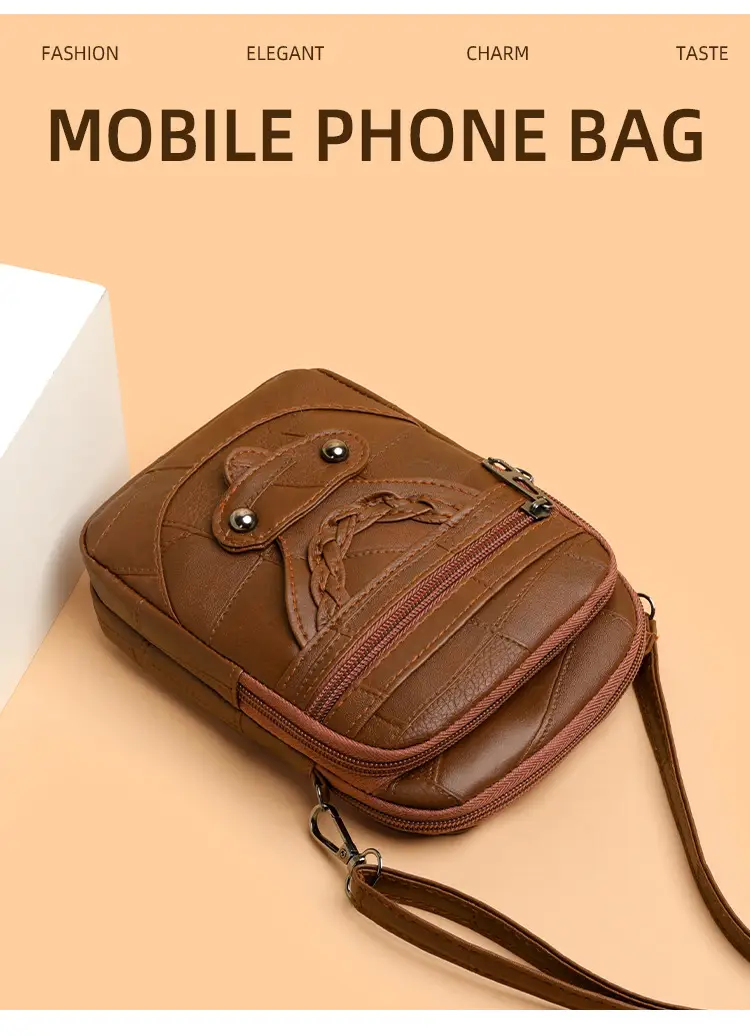Pink Textured Crossbody Phone Bag for Women — feature 17