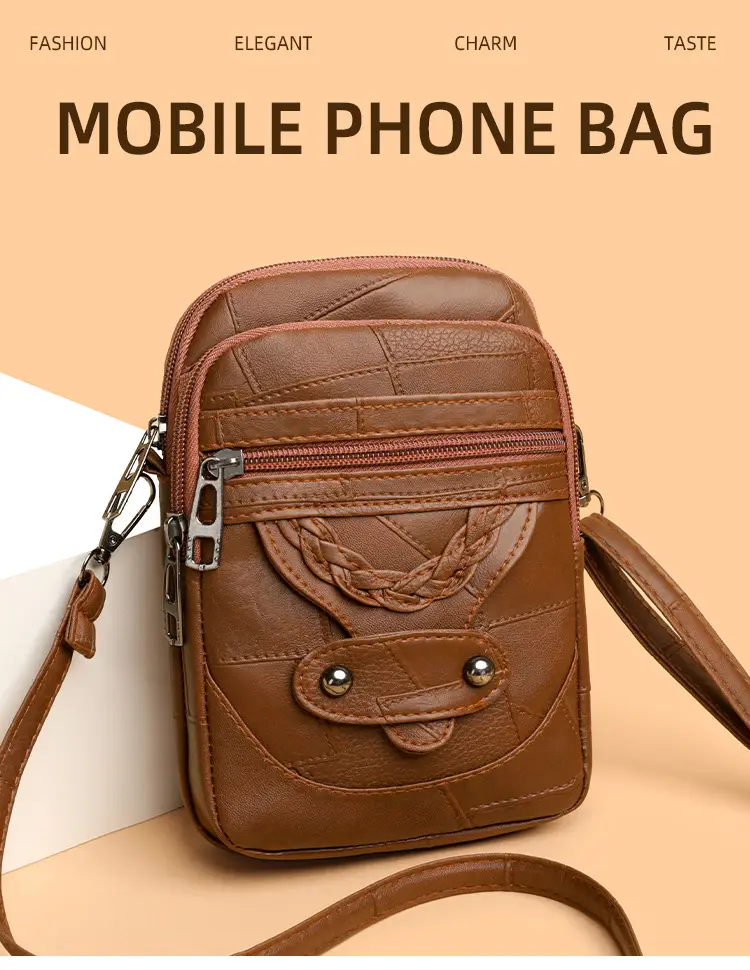 Pink Textured Crossbody Phone Bag for Women — feature 2