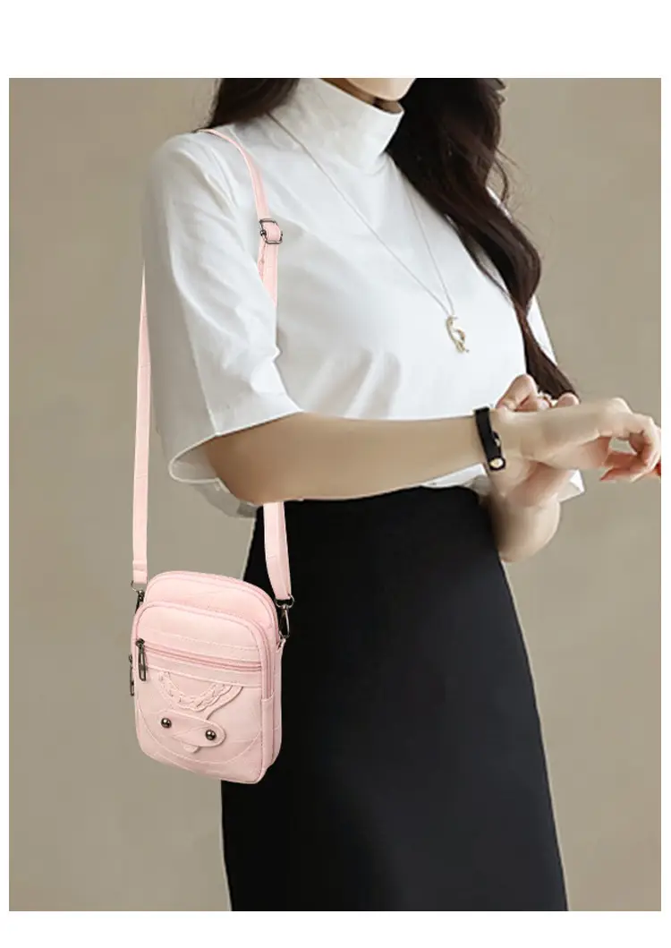 Pink Textured Crossbody Phone Bag for Women — feature 21
