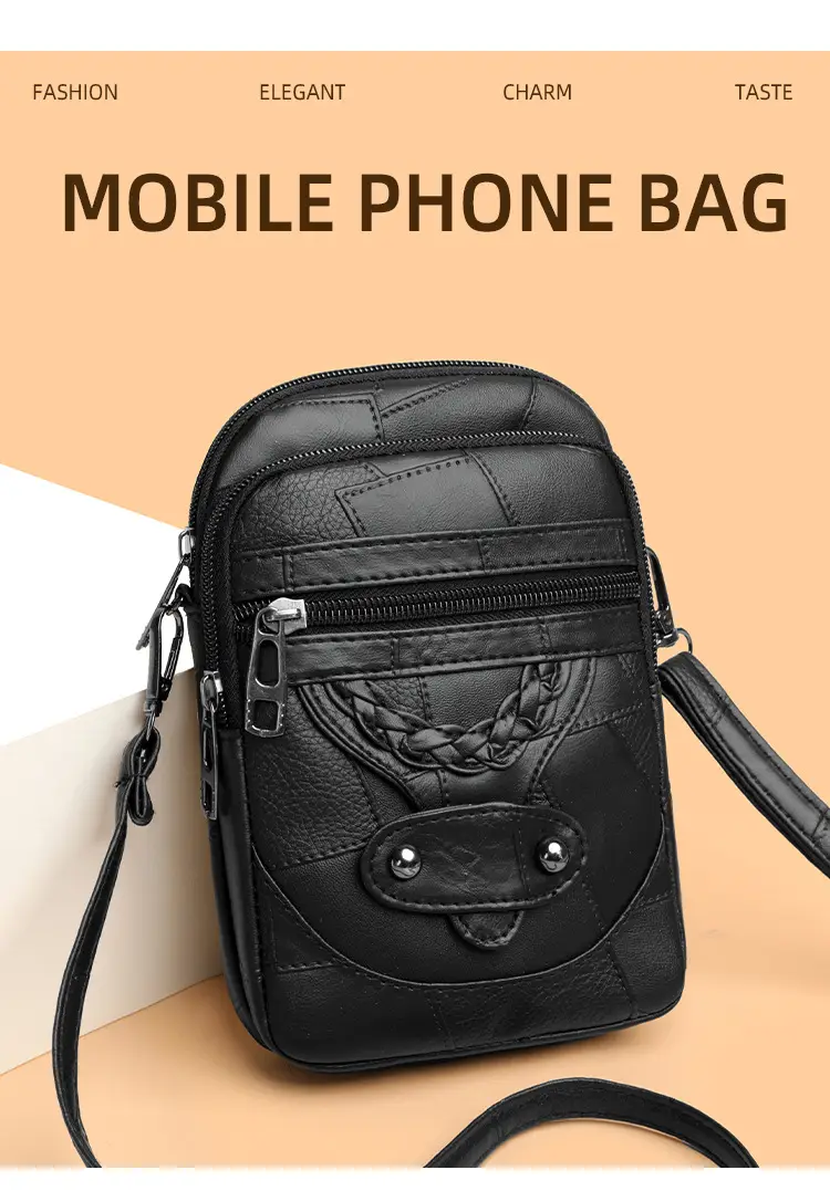 Pink Textured Crossbody Phone Bag for Women — feature 4