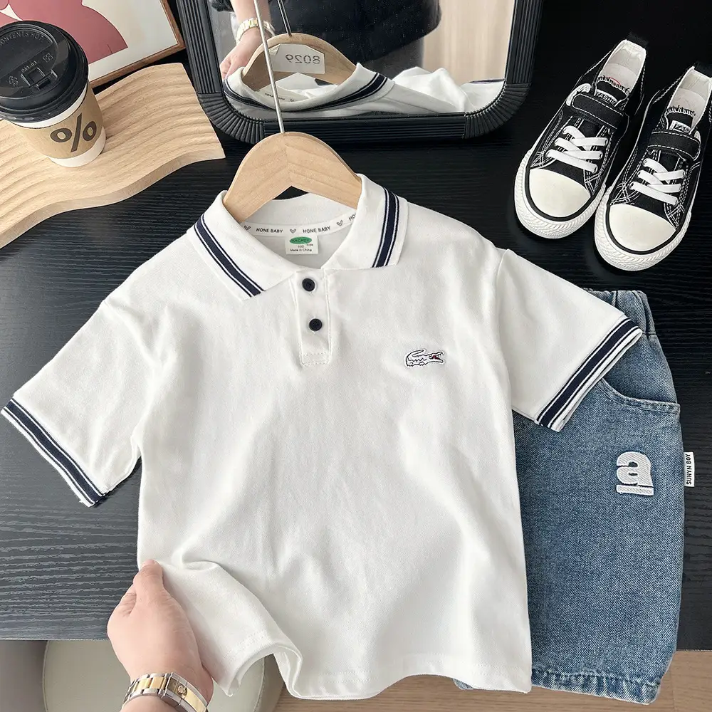 2025 Green Boys Polo Shirt Baby Handsome All-match Casual Short-sleeved T-shirt - Image 5