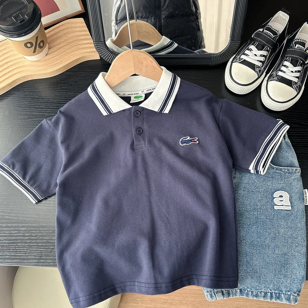 2025 Green Boys Polo Shirt Baby Handsome All-match Casual Short-sleeved T-shirt - Image 2