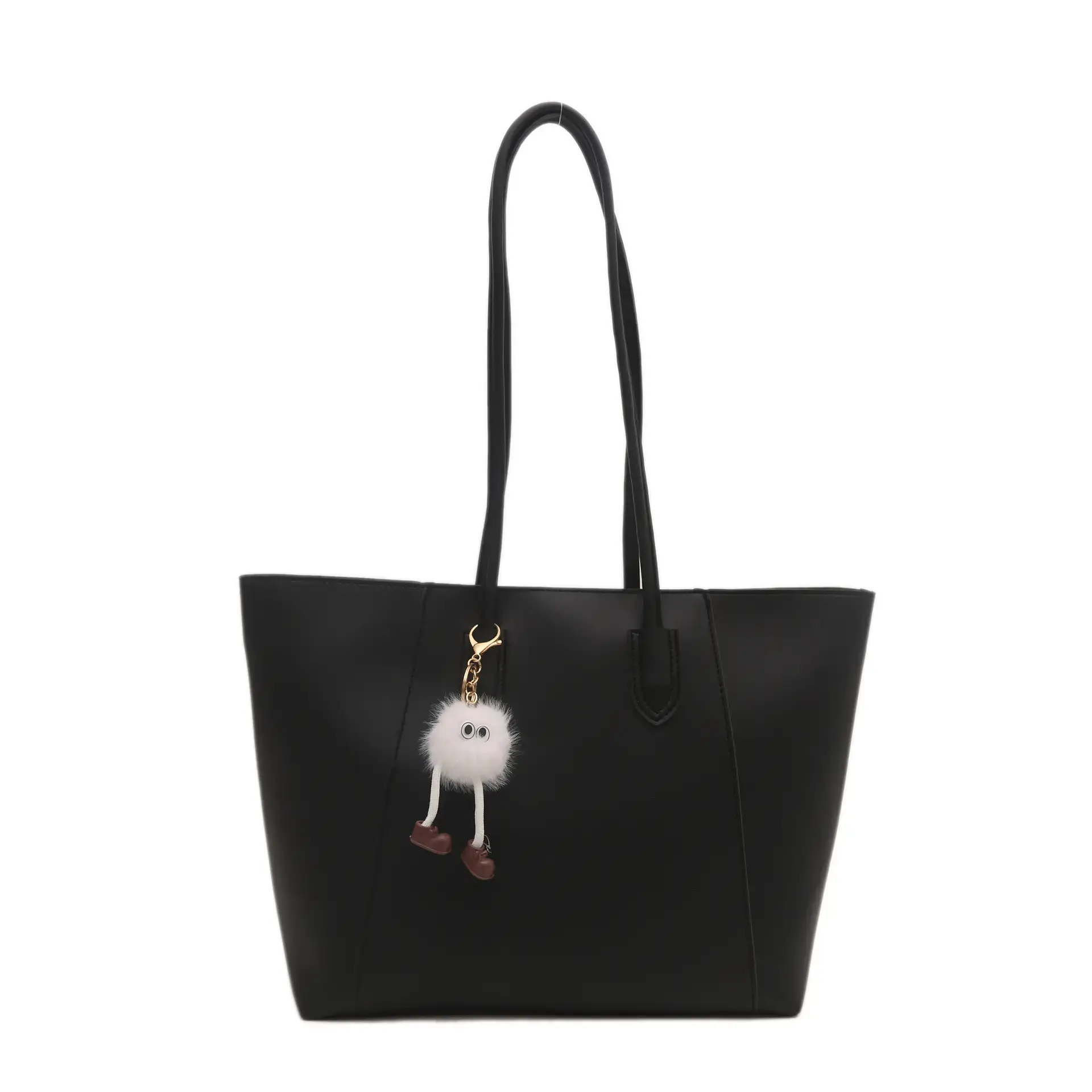 Brown Large Capacity Women's Tote Bag with Keychain - Image 13