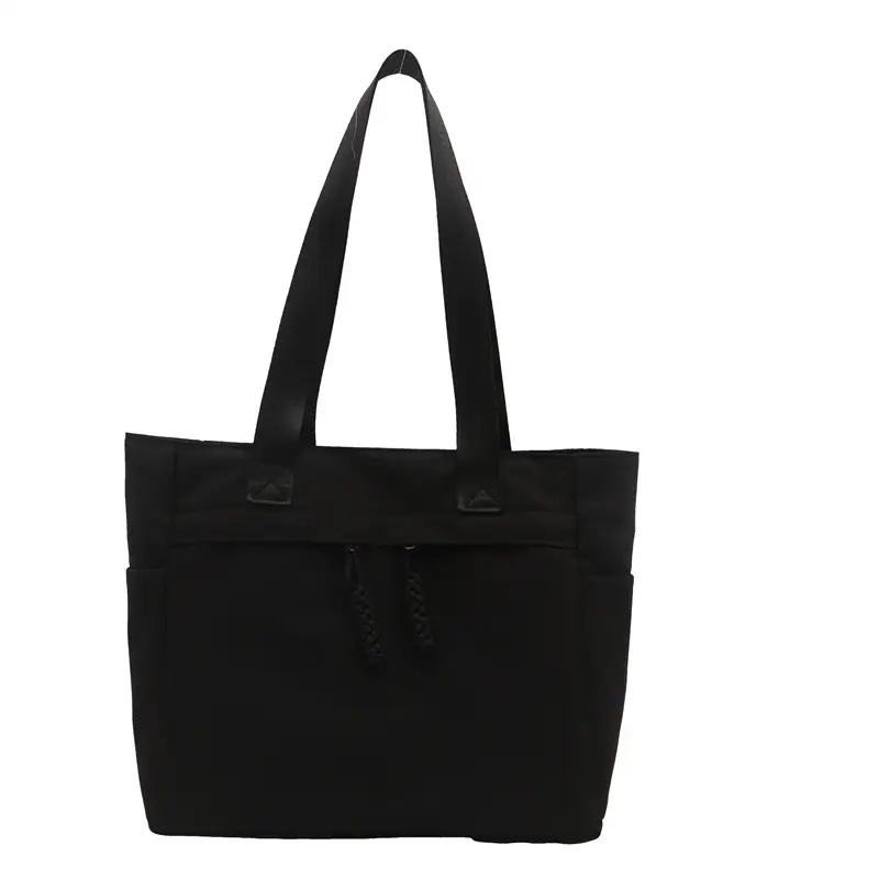 Women Large Canvas Tote Bag Grey Shoulder Cosmetic File Bag - Image 10