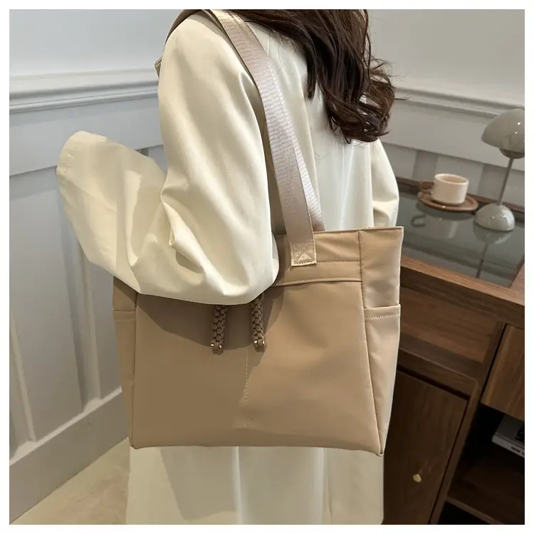 Women Large Canvas Tote Bag Grey Shoulder Cosmetic File Bag — feature 14