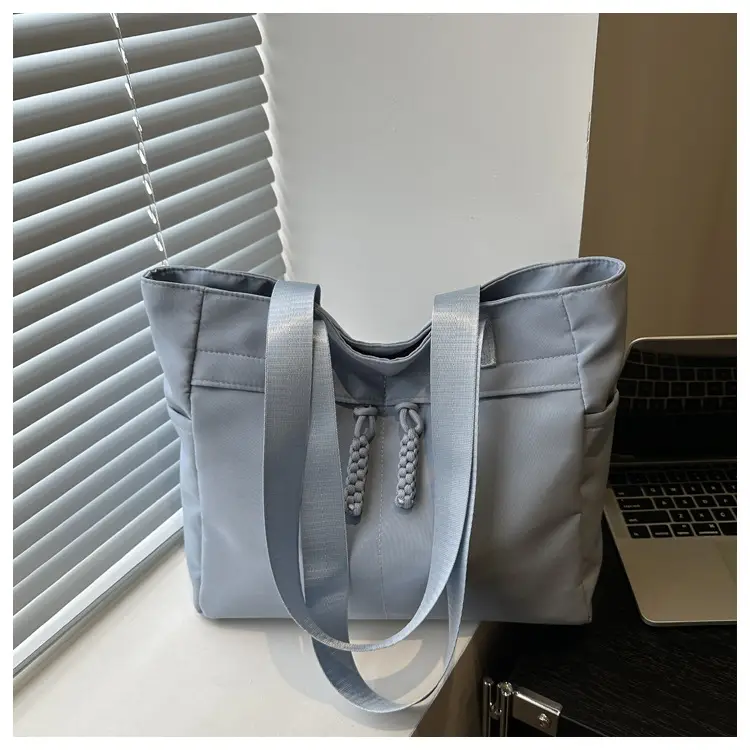 Women Large Canvas Tote Bag Grey Shoulder Cosmetic File Bag — feature 22