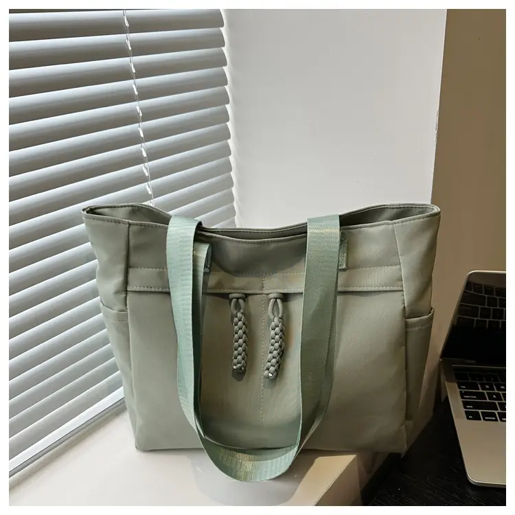 Women Large Canvas Tote Bag Grey Shoulder Cosmetic File Bag — feature 23
