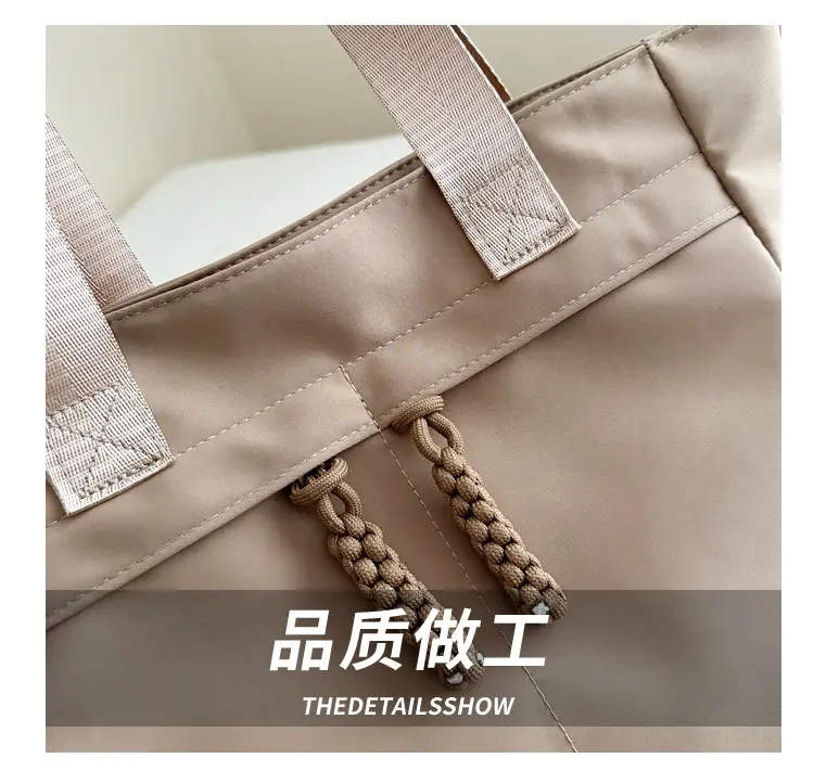 Women Large Canvas Tote Bag Grey Shoulder Cosmetic File Bag — feature 3