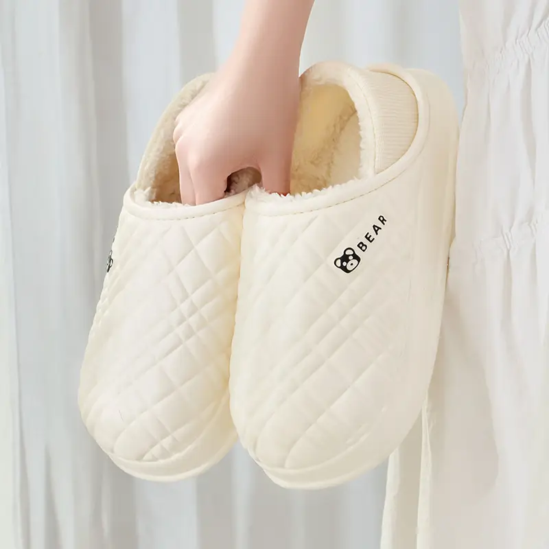 New waterproof EVA cotton slippers men's autumn and winter bag with warm plush soft bottom moon shoes women's supermarket wholesale