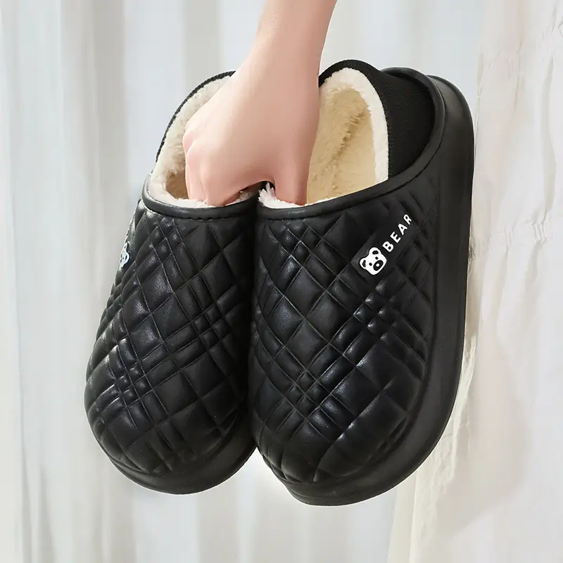 New waterproof EVA cotton slippers men's autumn and winter bag with warm plush soft bottom moon shoes women's supermarket wholesale