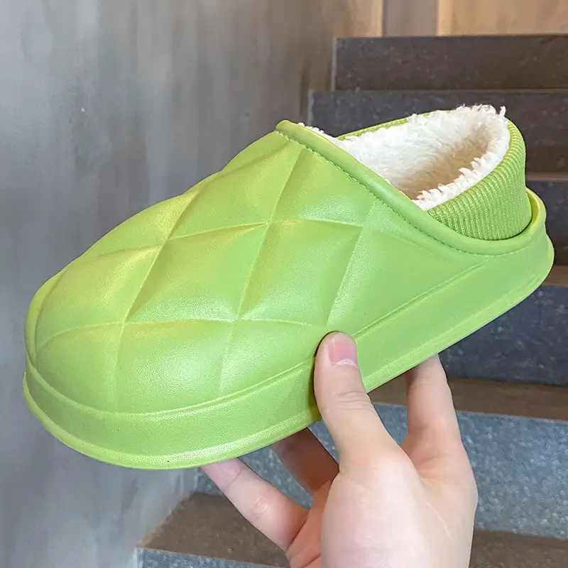 New waterproof EVA cotton slippers men's autumn and winter bag with warm plush soft bottom moon shoes women's supermarket wholesale