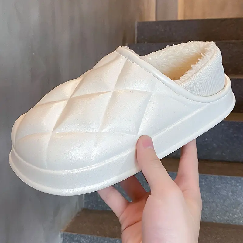 New waterproof EVA cotton slippers men's autumn and winter bag with warm plush soft bottom moon shoes women's supermarket wholesale
