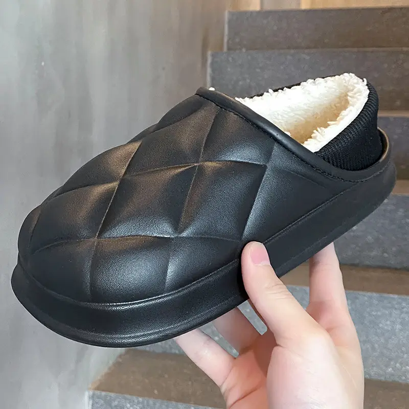 New waterproof EVA cotton slippers men's autumn and winter bag with warm plush soft bottom moon shoes women's supermarket wholesale