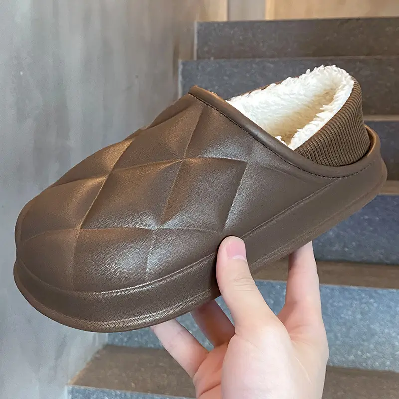 New waterproof EVA cotton slippers men's autumn and winter bag with warm plush soft bottom moon shoes women's supermarket wholesale