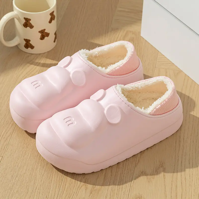 New waterproof EVA cotton slippers men's autumn and winter bag with warm plush soft bottom moon shoes women's supermarket wholesale