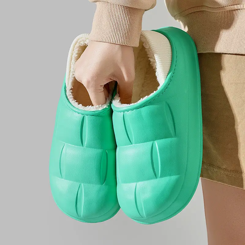 New waterproof EVA cotton slippers men's autumn and winter bag with warm plush soft bottom moon shoes women's supermarket wholesale