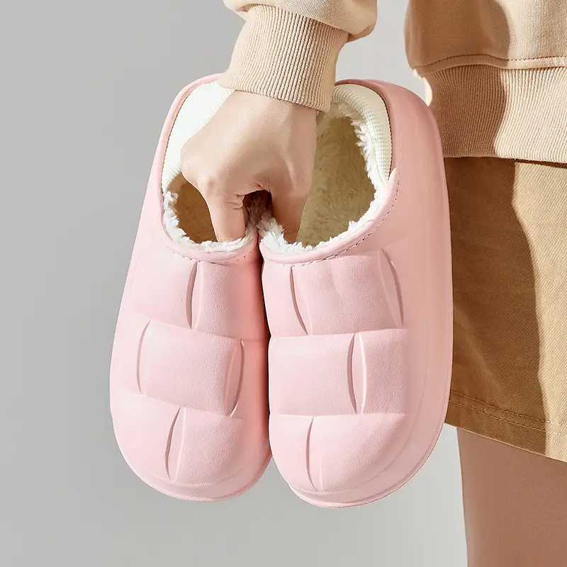 New waterproof EVA cotton slippers men's autumn and winter bag with warm plush soft bottom moon shoes women's supermarket wholesale