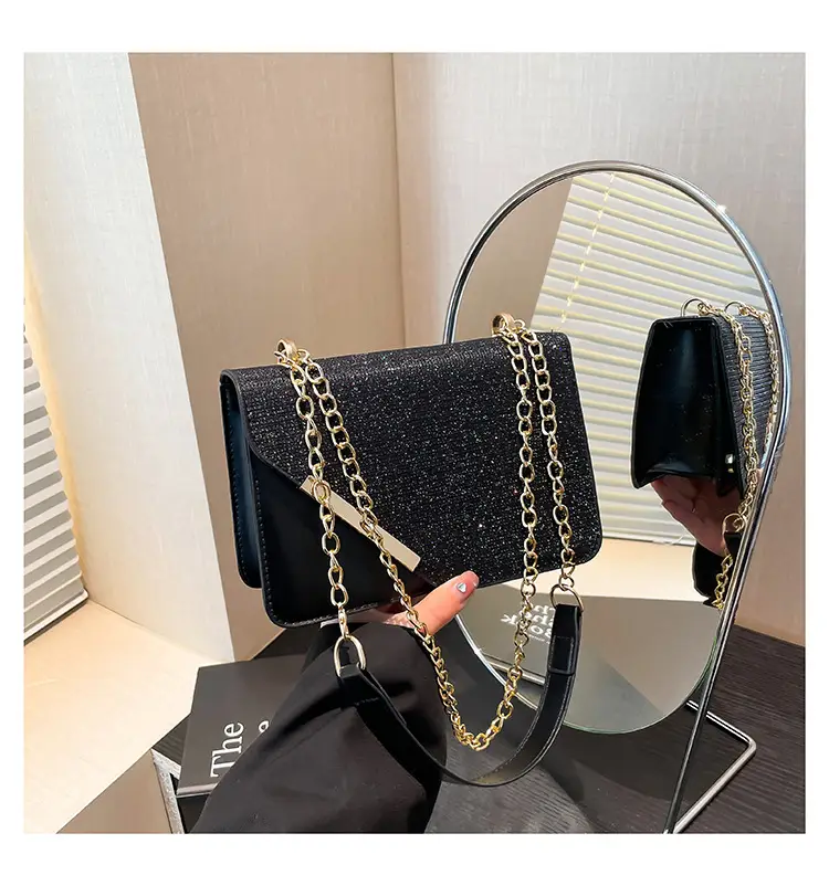 Women's Black Chain Crossbody Bag Winter New Niche Design — feature 23