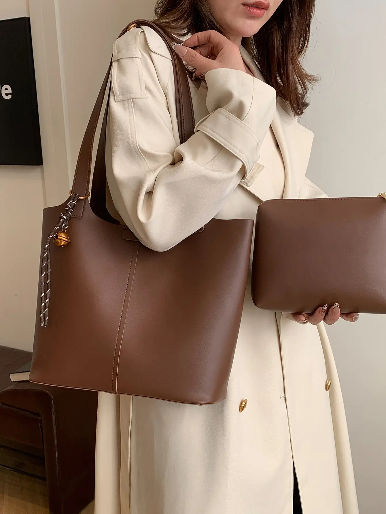 Retro Brown Shoulder Bag 2024 Autumn Winter Women - Image 5