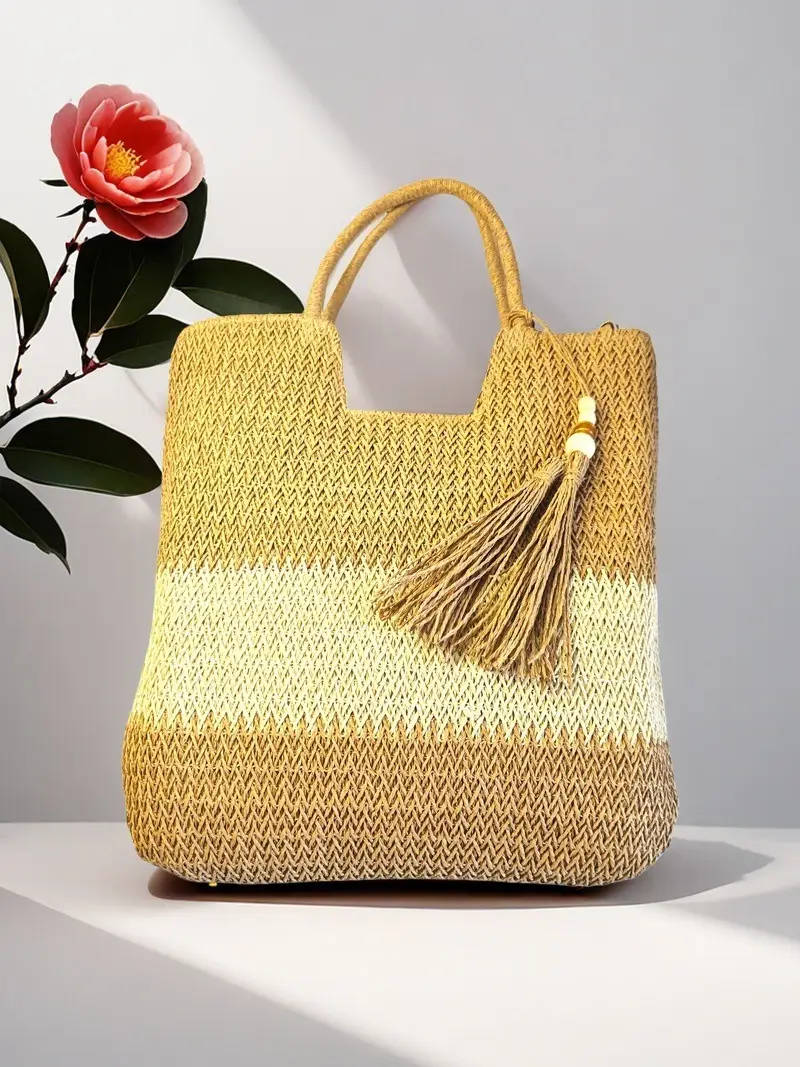 Braided Tassel Bag for Women Large Capacity Handmade - Image 3