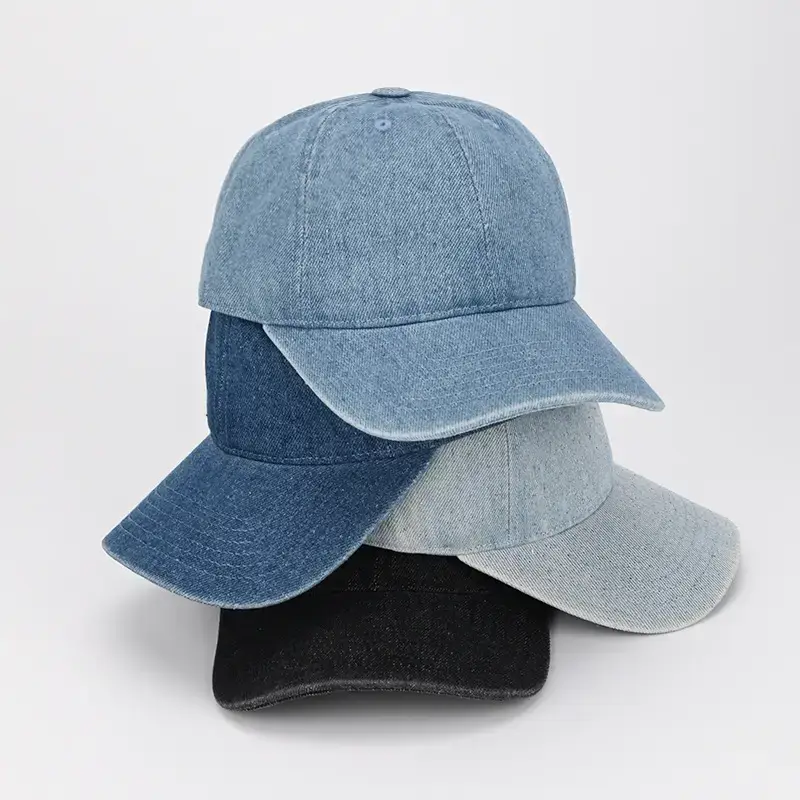 Black Vintage Denim Baseball Cap for Men - Image 9