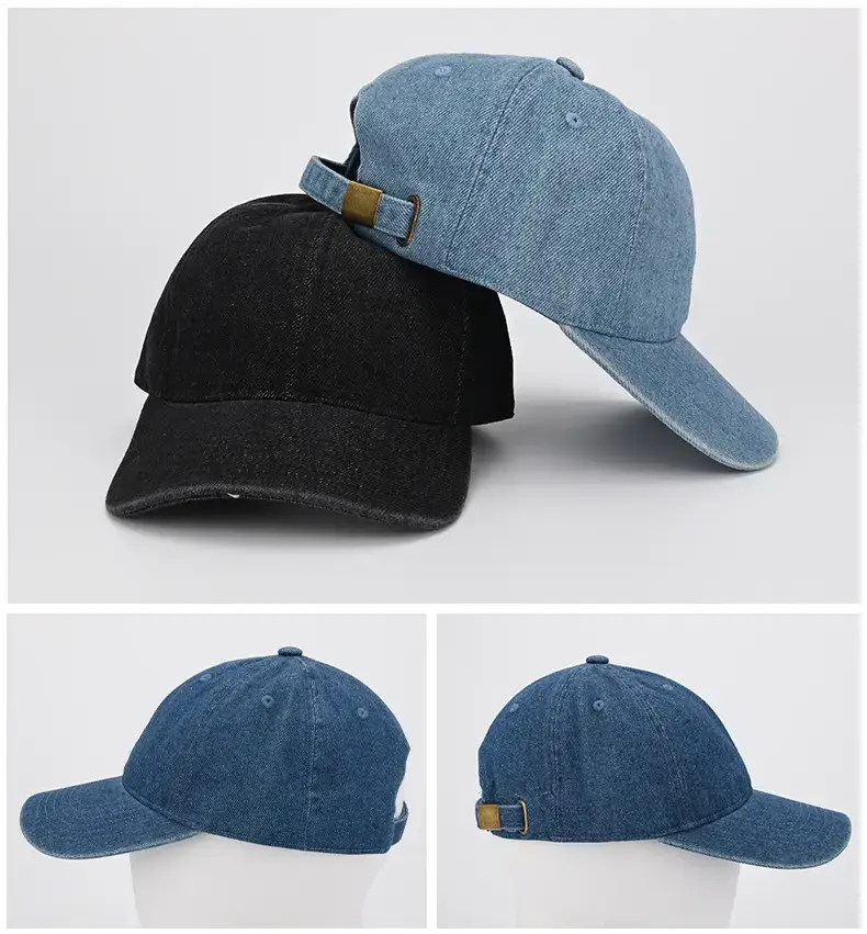 Black Vintage Denim Baseball Cap for Men — feature 13
