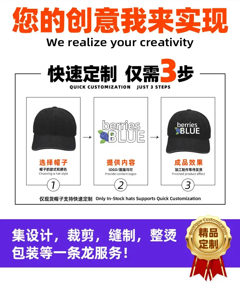 Black Vintage Denim Baseball Cap for Men — feature 6