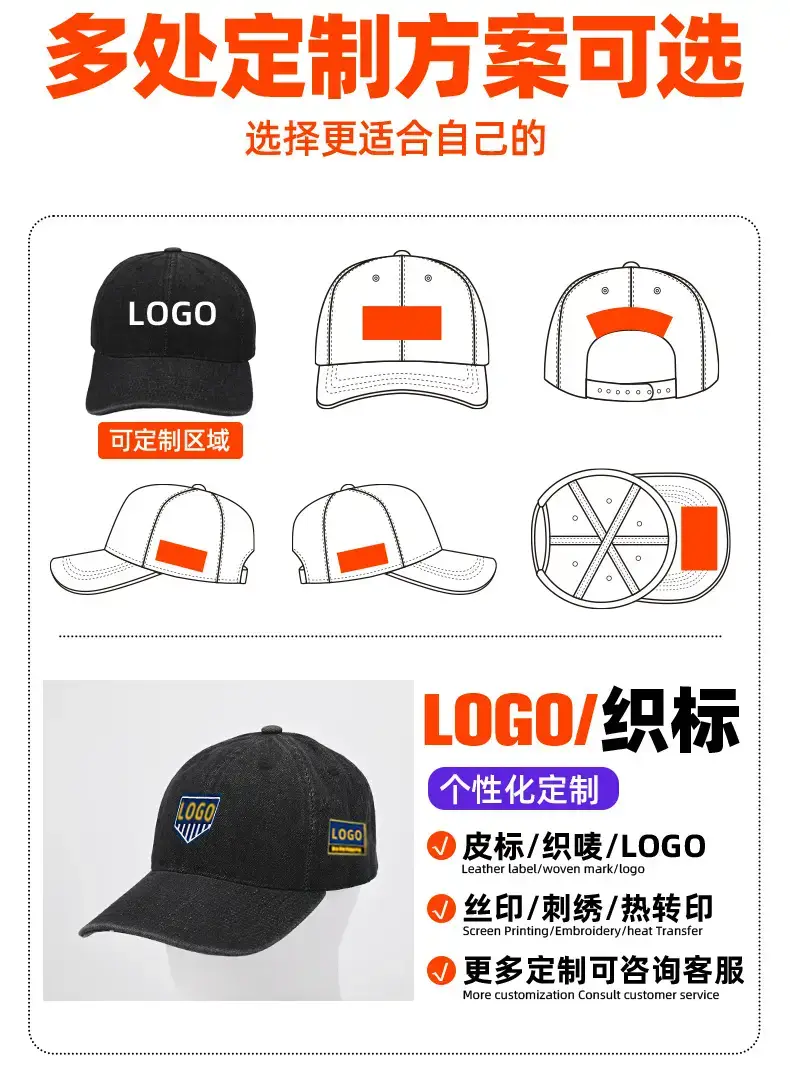 Black Vintage Denim Baseball Cap for Men — feature 7