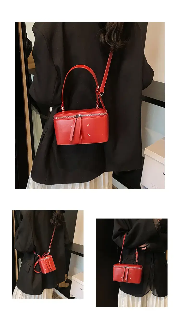 Red Square Satchel Shoulder Bag for Women — feature 9