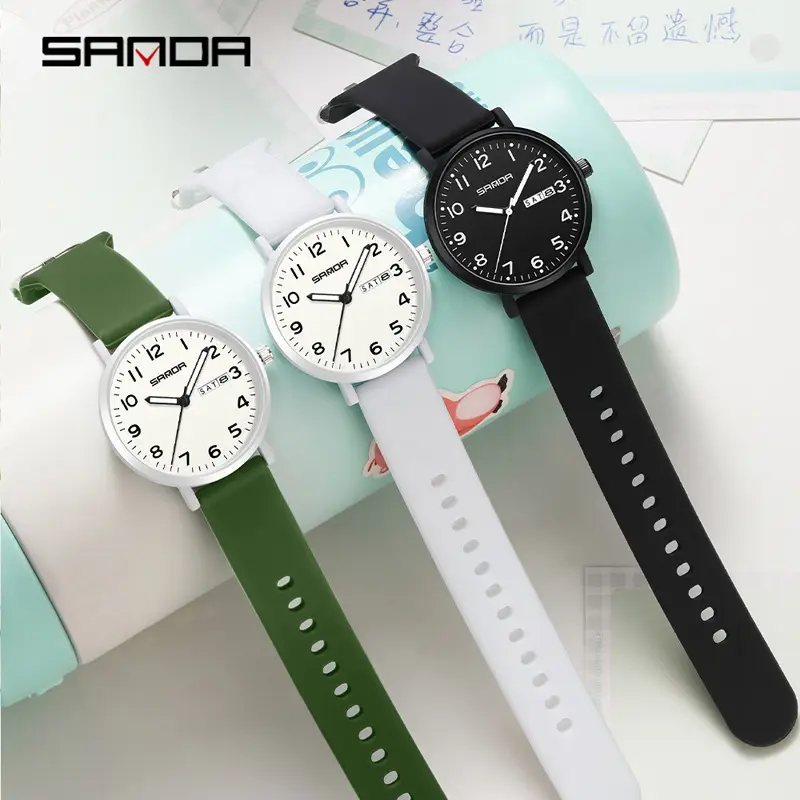 Sanda Quartz Watch Gold Leather Brown 289 - Image 11