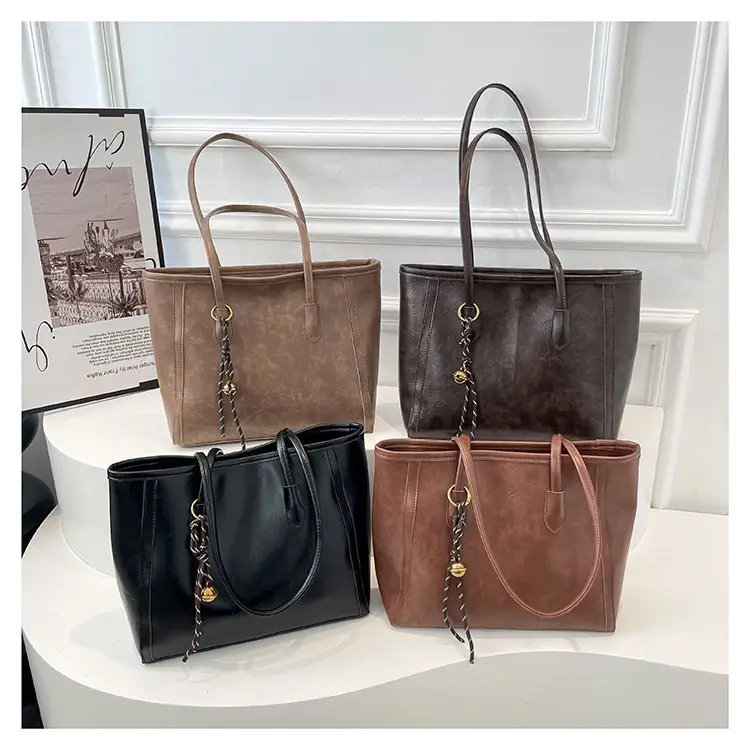 Vintage Brown Leather Tote Bag for Women - Image 8