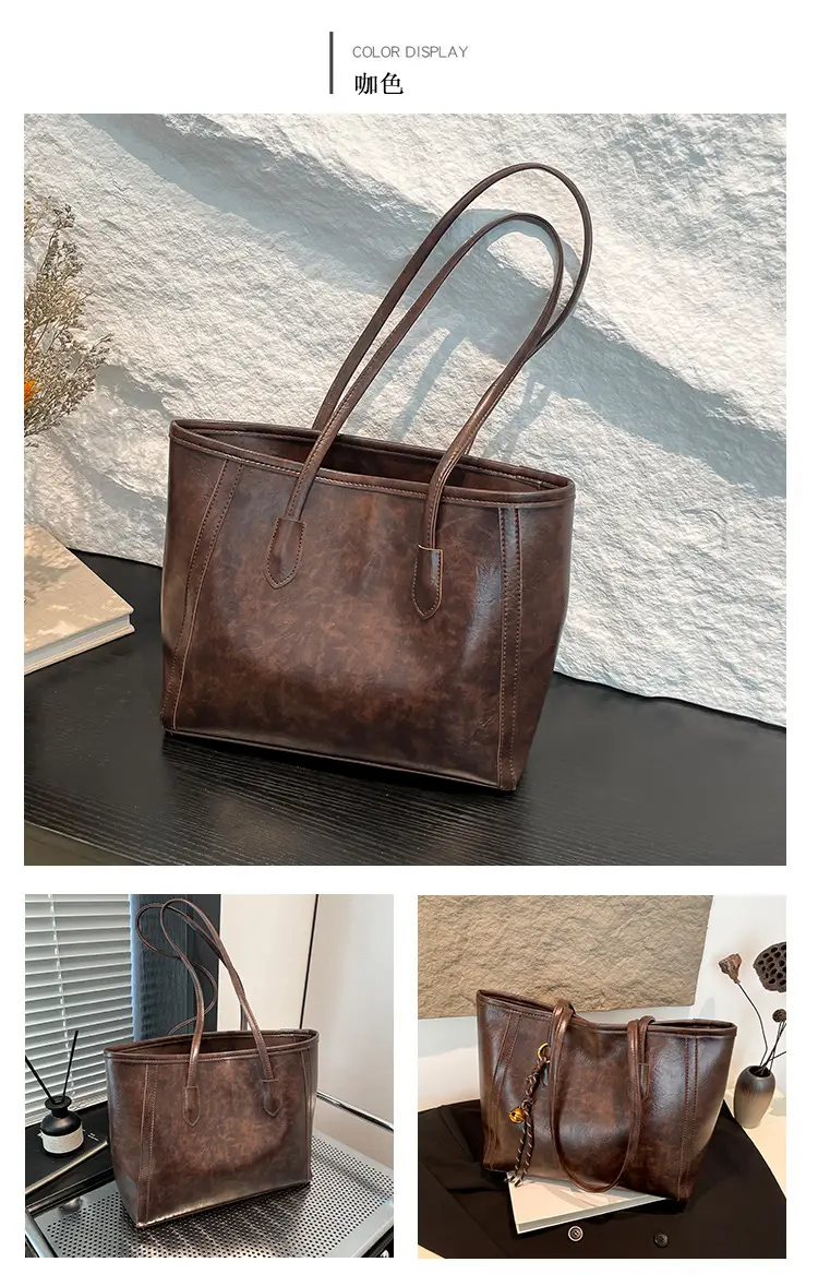 Vintage Brown Leather Tote Bag for Women — feature 13