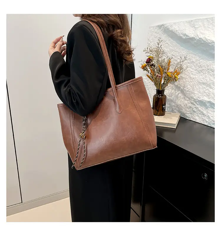 Vintage Brown Leather Tote Bag for Women — feature 20