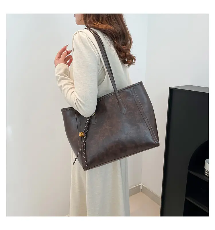 Vintage Brown Leather Tote Bag for Women — feature 29