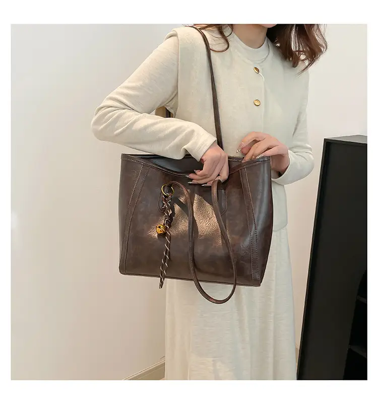 Vintage Brown Leather Tote Bag for Women — feature 30
